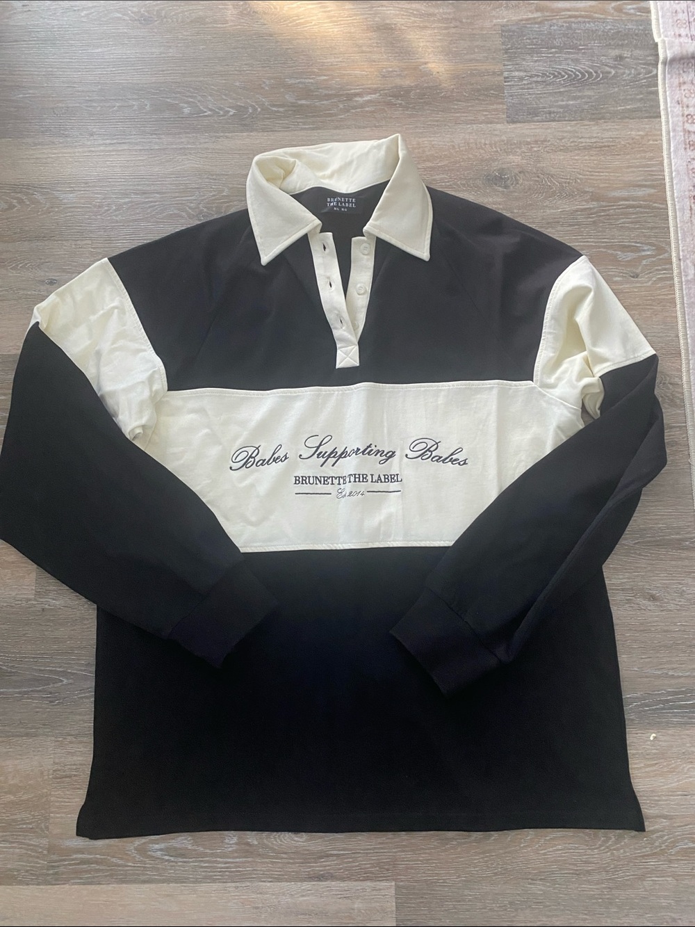 Brunette The Label Black and Cream Rugby Polo - women’s